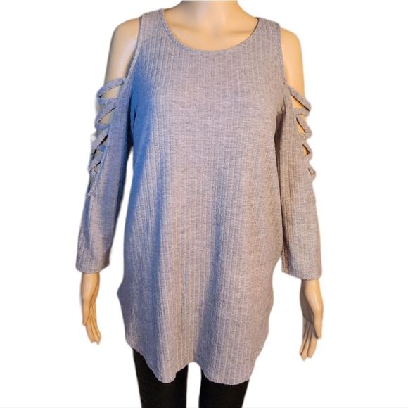 Line Up shirt Womens Cold Shoulder Gray Size unknown - Picture 1 of 12